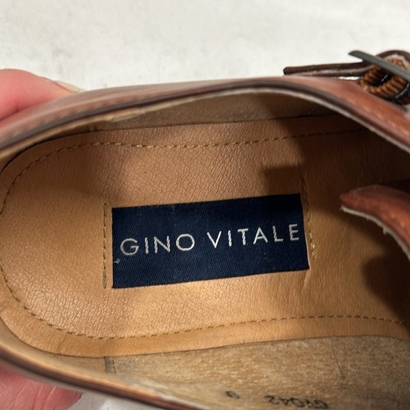 Gino Vitale Brown Monk Strap Brogue Wingtip Leather Men's Dress Shoe 9 - Picture 15 of 16